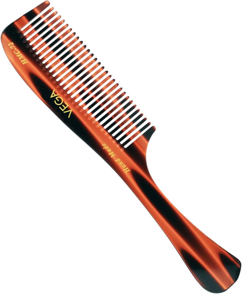 VEGA Handcrafted Grooming Hair Comb for Men & Women | Premium Tortoise Shell Cellulose Acetate Styling Comb | Anti-Static, Smooth Rounded Teeth to Prevent Hair Breakage & Stimulate Scalp (Brown) - Image 1